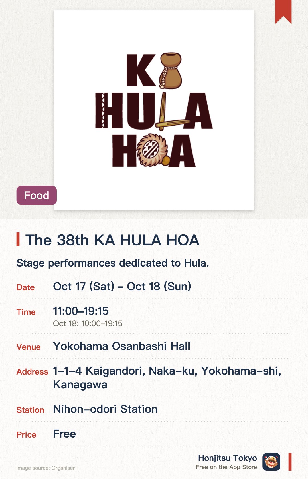 The 38th KA HULA HOA. Selected dates · next 17 Oct · Yokohama Osanbashi Hall. Stage performances dedicated to Hula. Travel suggestions for trips to Hawaii